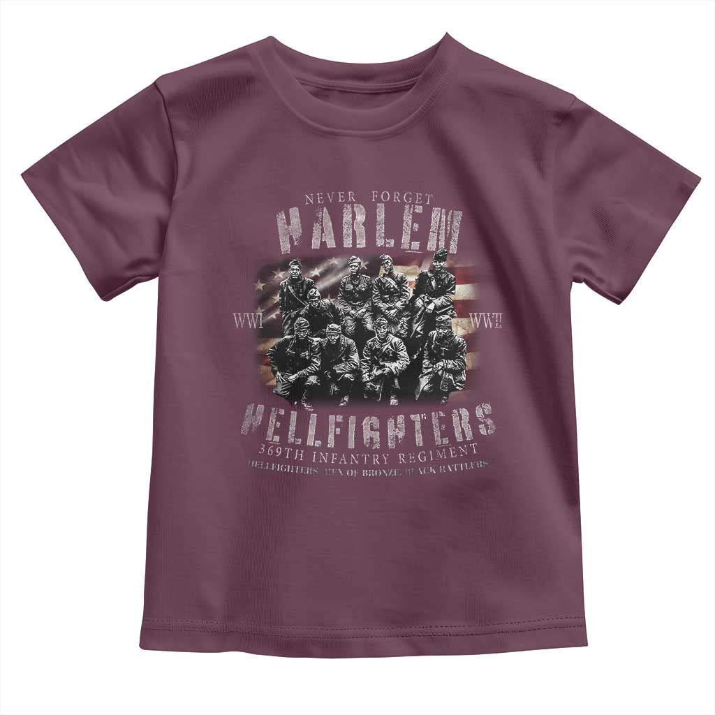 Never Forget Harlem Hellfighters Toddler T Shirt Vintage American Flag