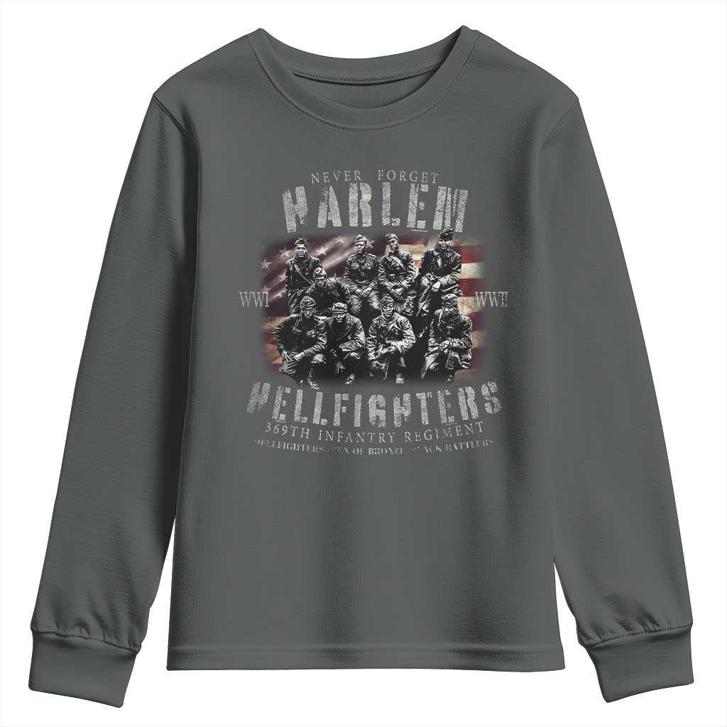 Never Forget Harlem Hellfighters Youth Sweatshirt Vintage American Flag