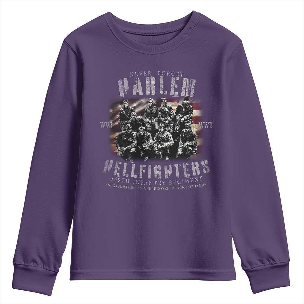 Never Forget Harlem Hellfighters Youth Sweatshirt Vintage American Flag