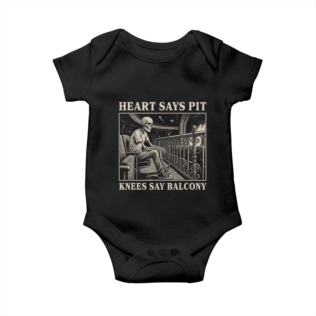 Heart Says Pit Knees Say Balcony Baby Onesie Funny Concert Quote - Wonder Print Shop