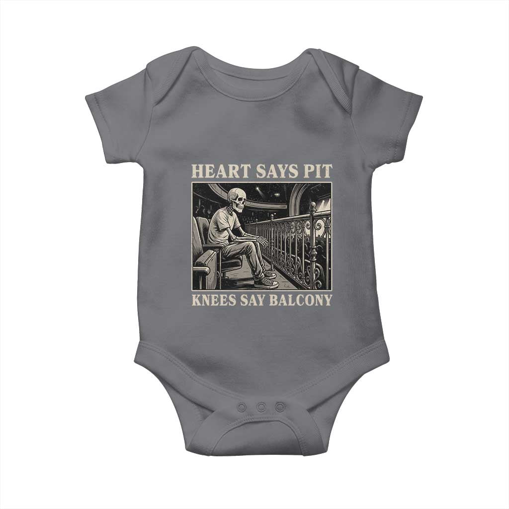Heart Says Pit Knees Say Balcony Baby Onesie Funny Concert Quote - Wonder Print Shop