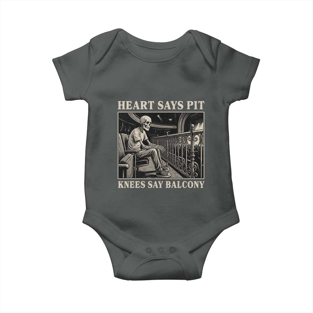 Heart Says Pit Knees Say Balcony Baby Onesie Funny Concert Quote - Wonder Print Shop