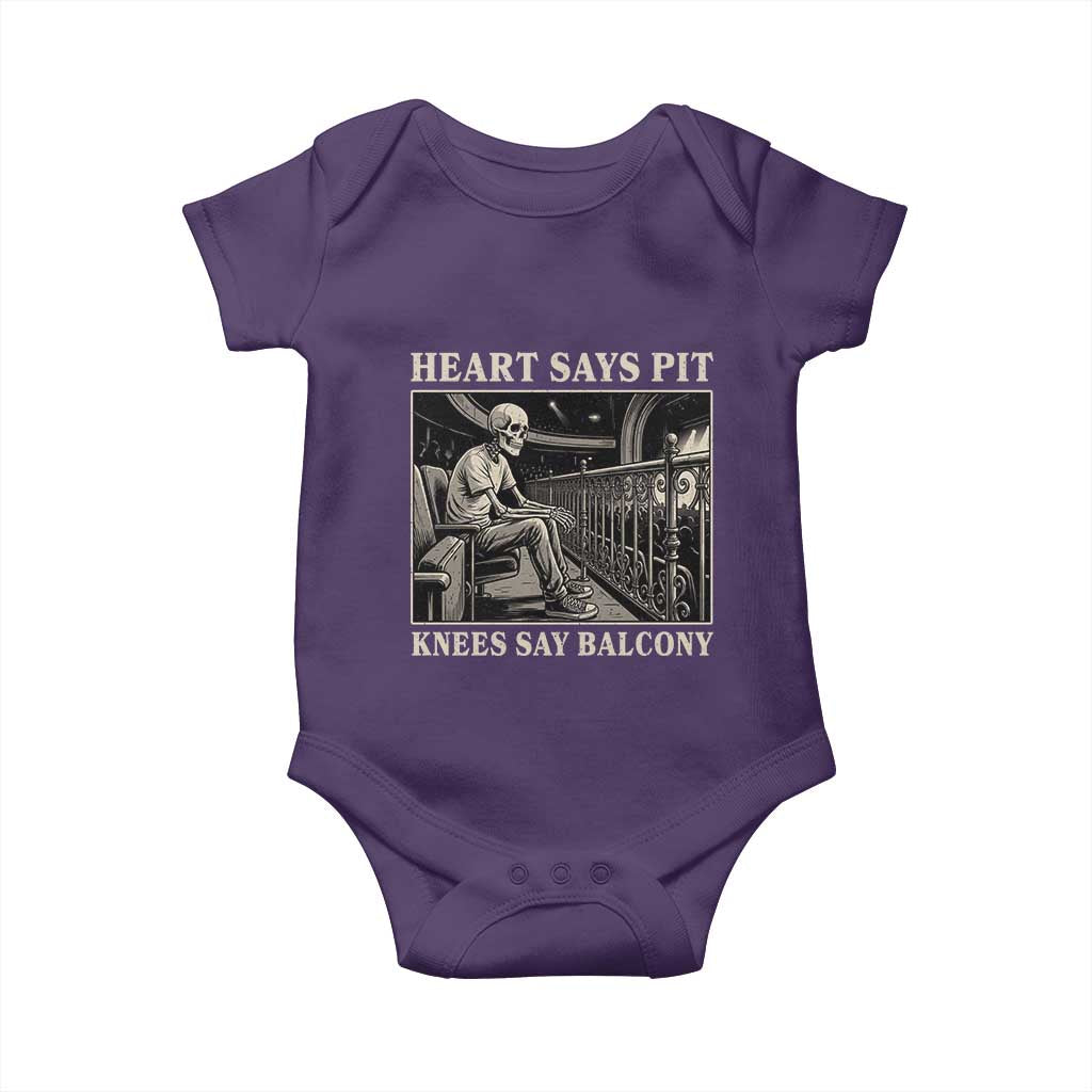 Heart Says Pit Knees Say Balcony Baby Onesie Funny Concert Quote - Wonder Print Shop