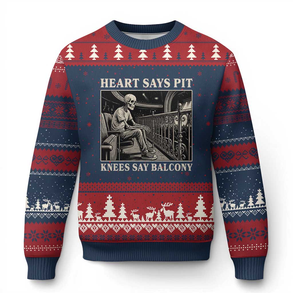 Heart Says Pit Knees Say Balcony Ugly Christmas Sweater Funny Concert Quote - Wonder Print Shop