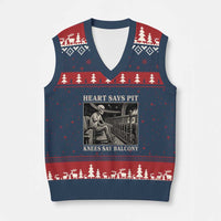 Heart Says Pit Knees Say Balcony V-Neck Knit Sweater Vest Funny Concert Quote - Wonder Print Shop