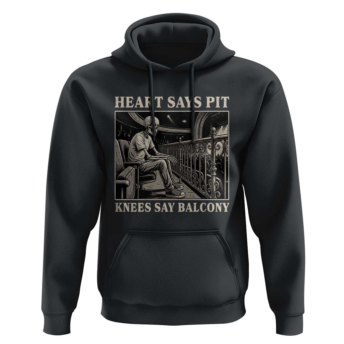 Heart Says Pit Knees Say Balcony Hoodie Funny Concert Quote - Wonder Print Shop
