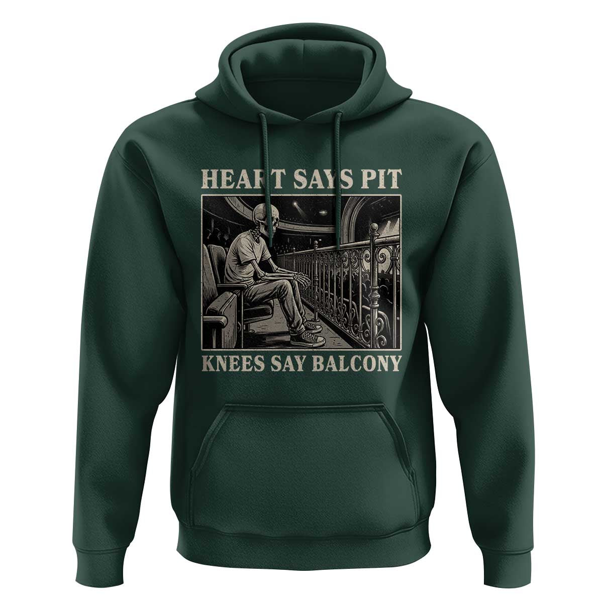 Heart Says Pit Knees Say Balcony Hoodie Funny Concert Quote - Wonder Print Shop