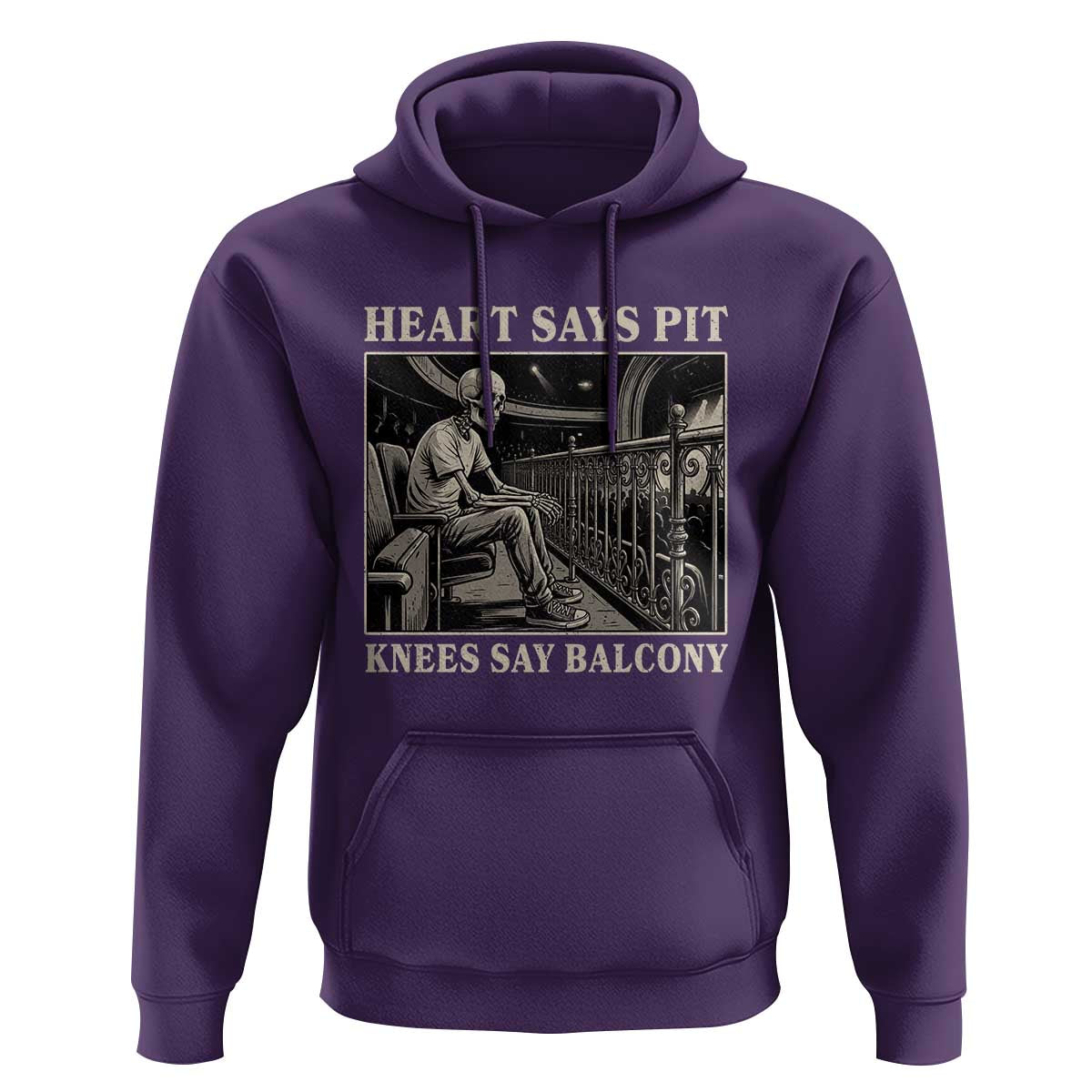 Heart Says Pit Knees Say Balcony Hoodie Funny Concert Quote - Wonder Print Shop
