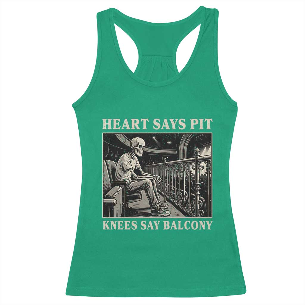 Heart Says Pit Knees Say Balcony Racerback Tank Top Funny Concert Quote - Wonder Print Shop