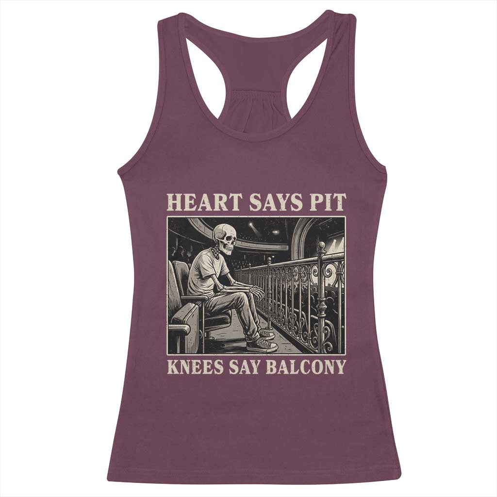 Heart Says Pit Knees Say Balcony Racerback Tank Top Funny Concert Quote - Wonder Print Shop