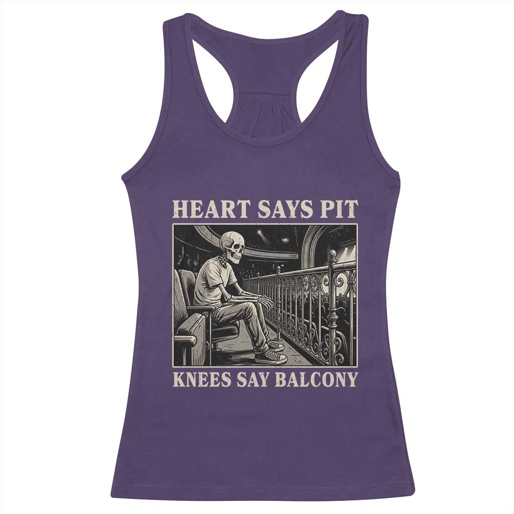 Heart Says Pit Knees Say Balcony Racerback Tank Top Funny Concert Quote - Wonder Print Shop