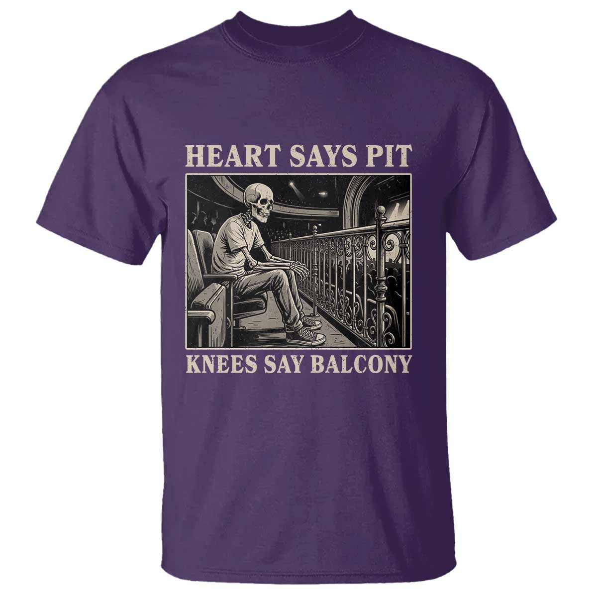 Heart Says Pit Knees Say Balcony T Shirt Funny Concert Quote - Wonder Print Shop