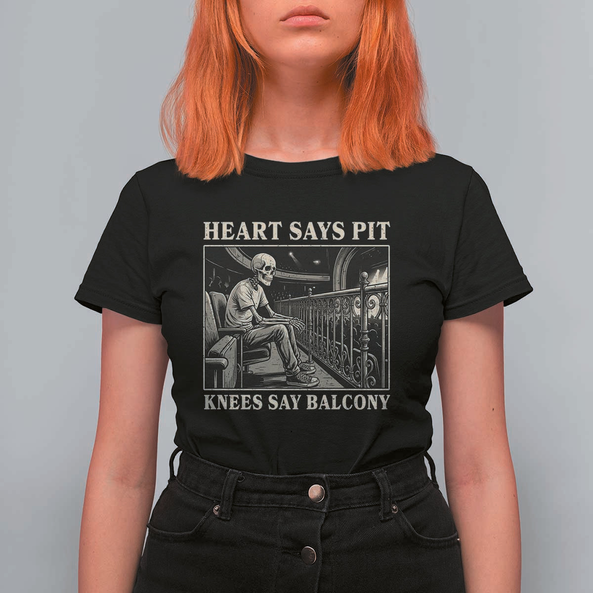 Heart Says Pit Knees Say Balcony T Shirt For Women Funny Concert Quote - Wonder Print Shop