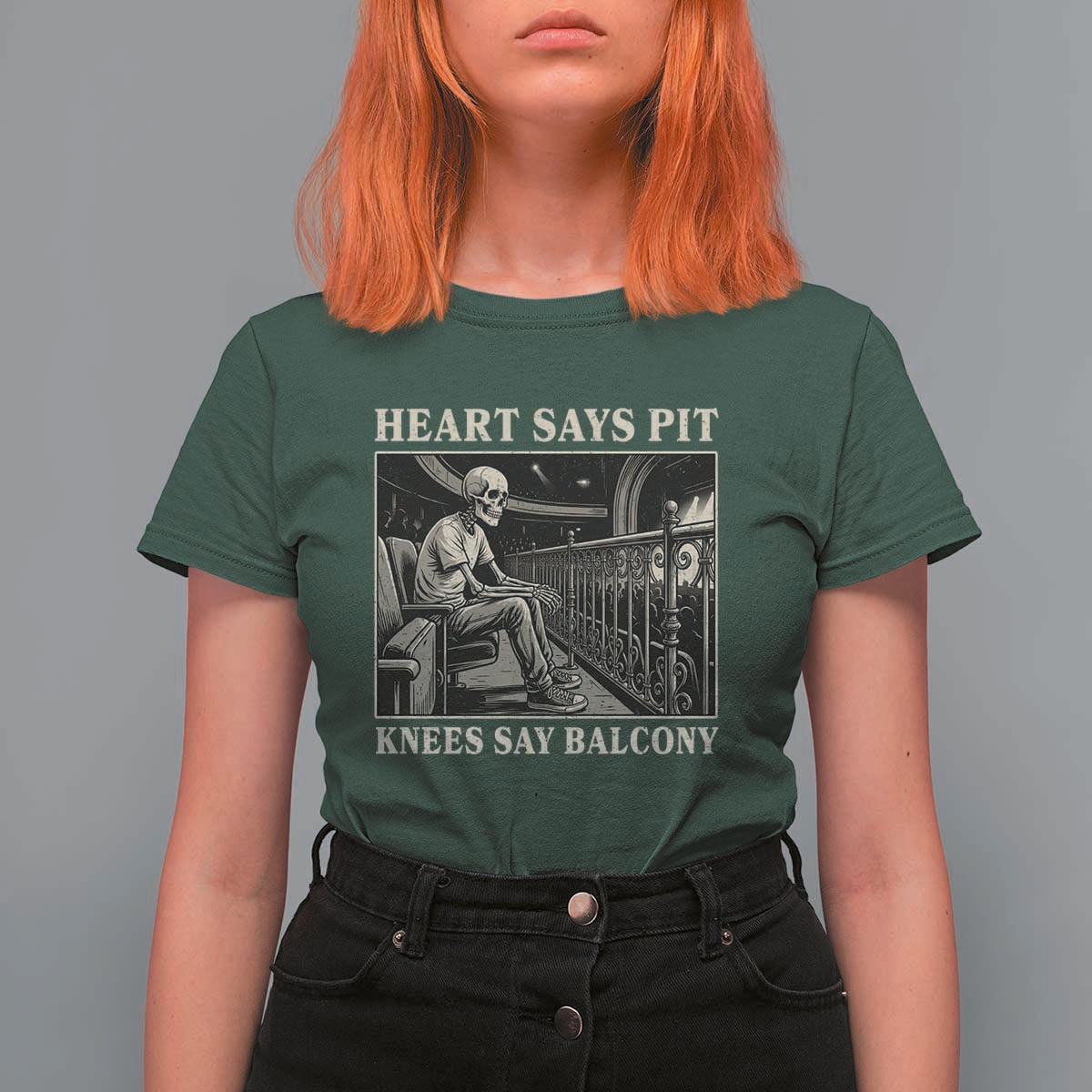 Heart Says Pit Knees Say Balcony T Shirt For Women Funny Concert Quote - Wonder Print Shop