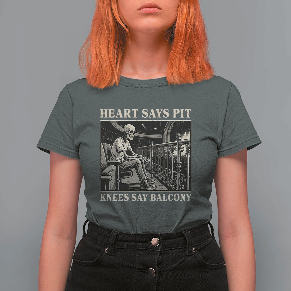 Heart Says Pit Knees Say Balcony T Shirt For Women Funny Concert Quote - Wonder Print Shop