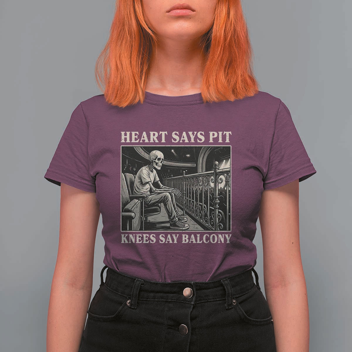 Heart Says Pit Knees Say Balcony T Shirt For Women Funny Concert Quote - Wonder Print Shop