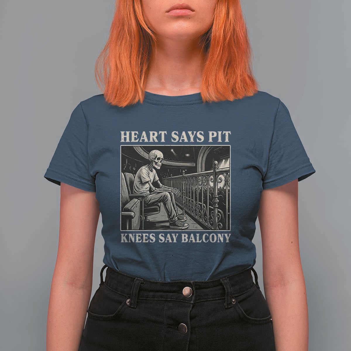 Heart Says Pit Knees Say Balcony T Shirt For Women Funny Concert Quote - Wonder Print Shop