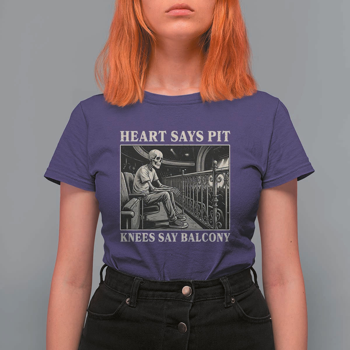 Heart Says Pit Knees Say Balcony T Shirt For Women Funny Concert Quote - Wonder Print Shop