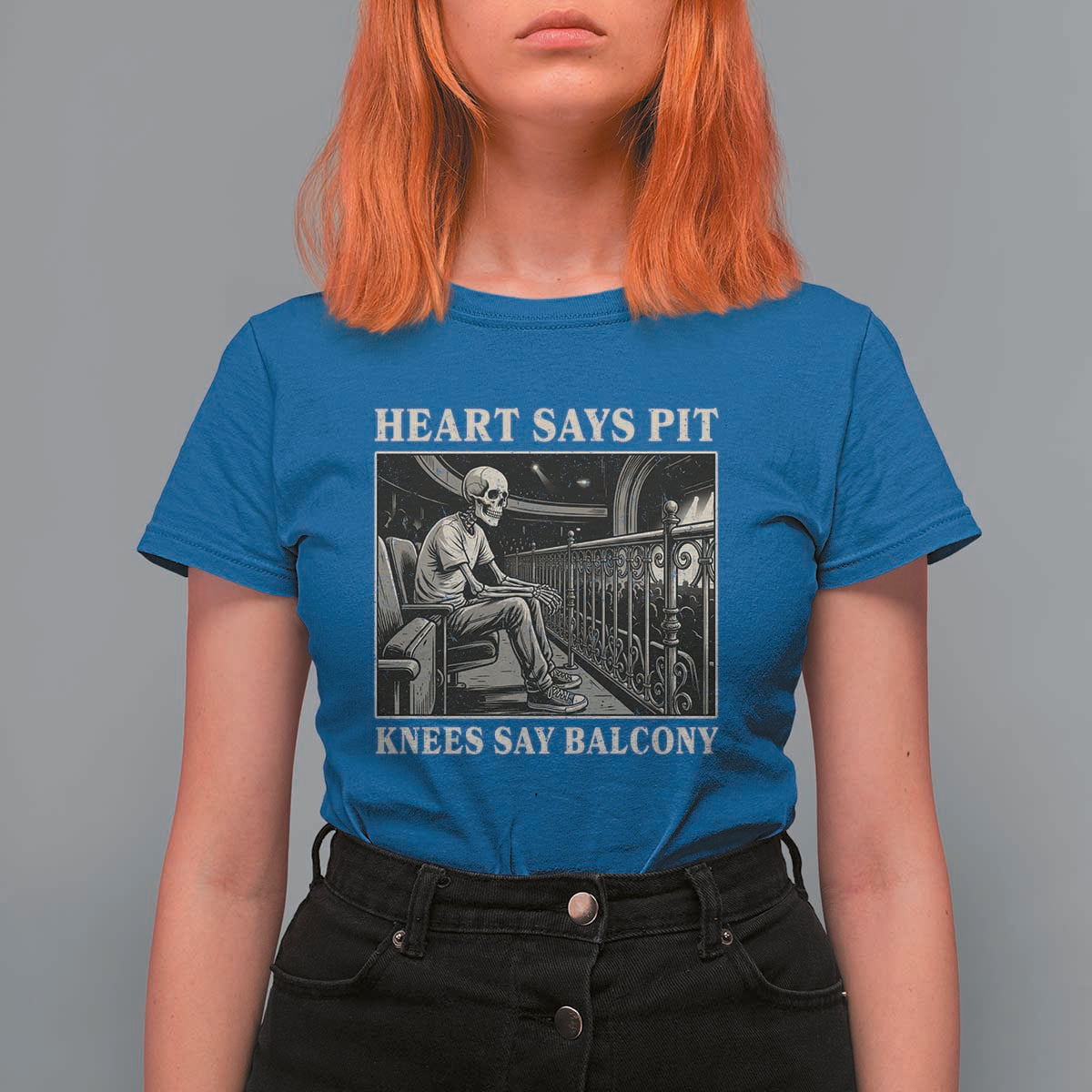Heart Says Pit Knees Say Balcony T Shirt For Women Funny Concert Quote - Wonder Print Shop