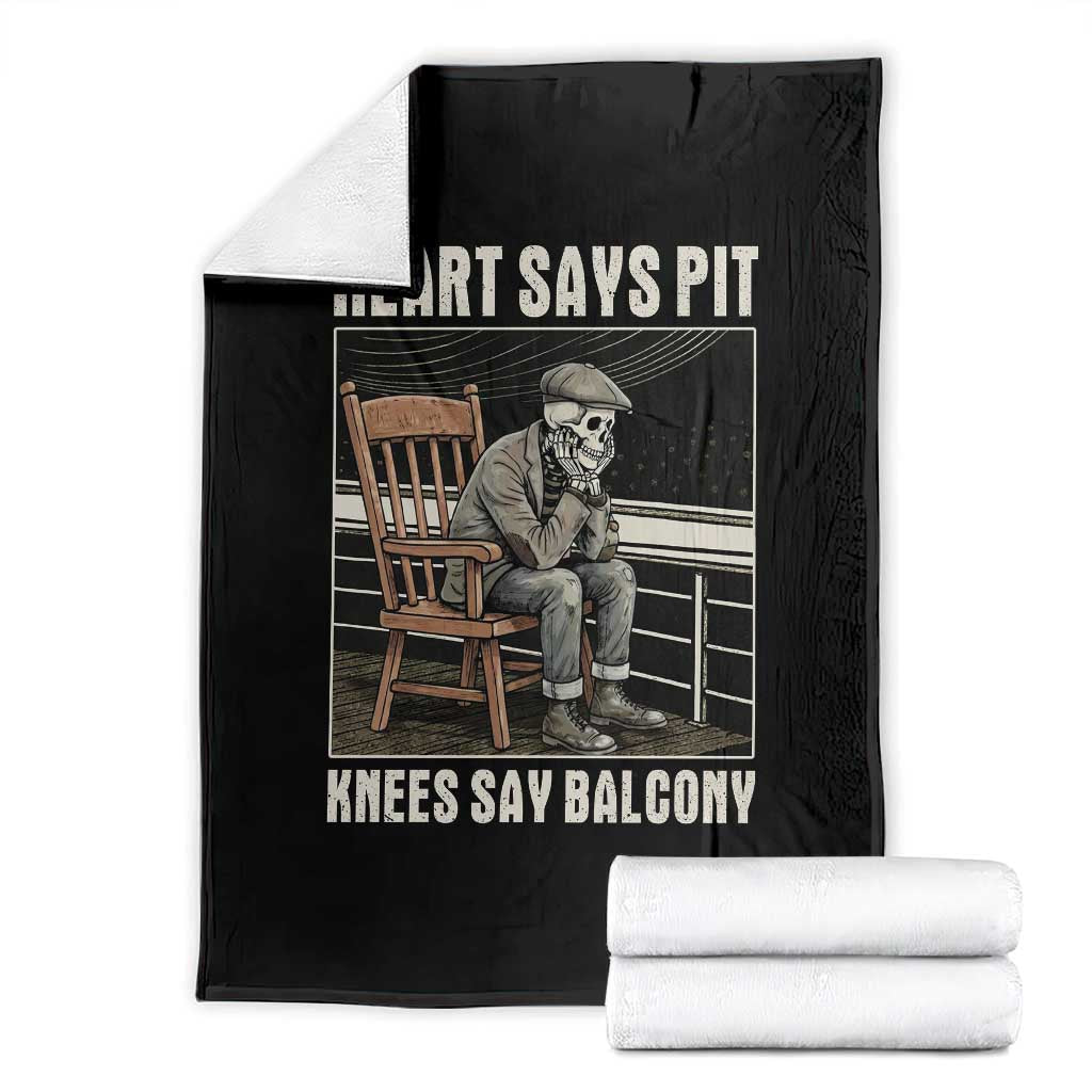 Funny Heart Says Pit Knees Say Balcony Throw Blanket Old Skeleton - Wonder Print Shop