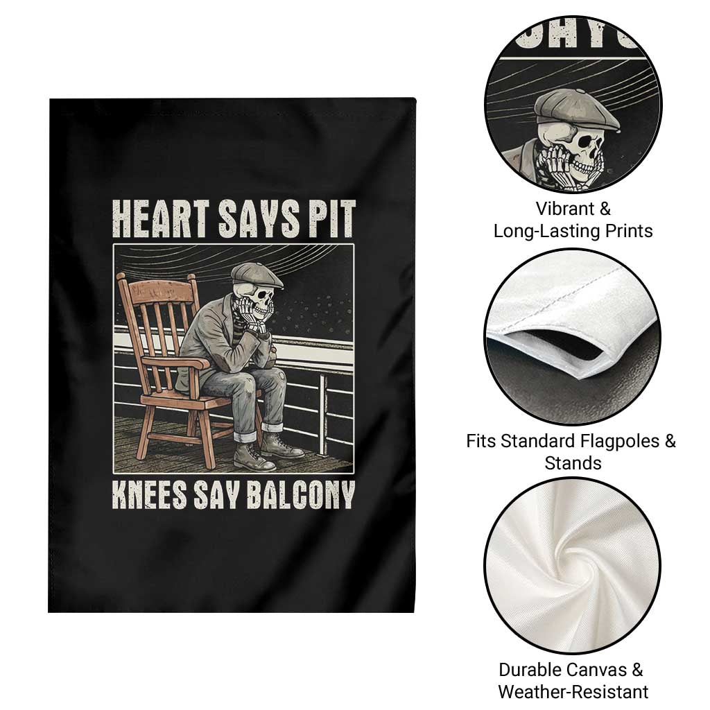 Funny Heart Says Pit Knees Say Balcony Garden Flag Old Skeleton - Wonder Print Shop