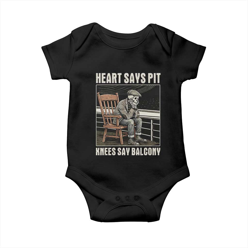 Funny Heart Says Pit Knees Say Balcony Baby Onesie Old Skeleton - Wonder Print Shop