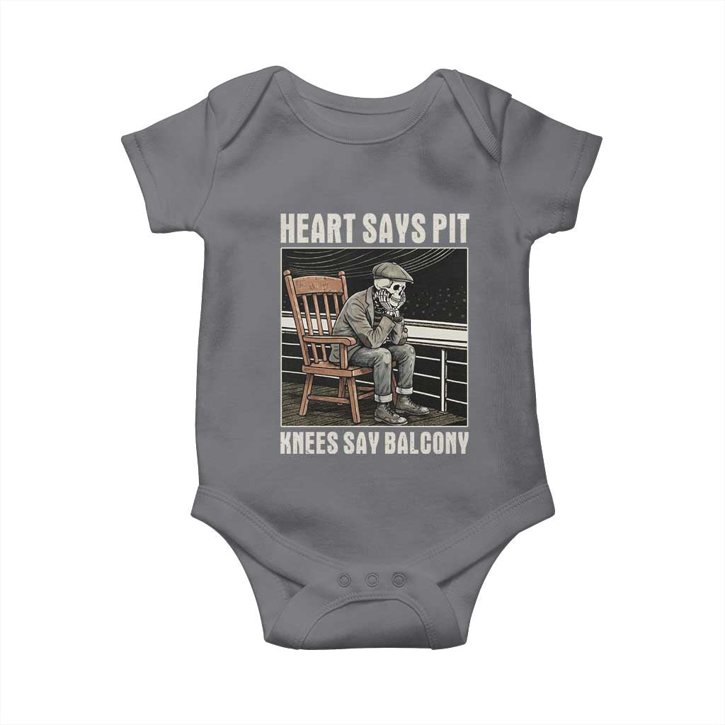 Funny Heart Says Pit Knees Say Balcony Baby Onesie Old Skeleton - Wonder Print Shop