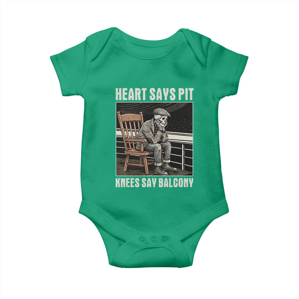 Funny Heart Says Pit Knees Say Balcony Baby Onesie Old Skeleton - Wonder Print Shop