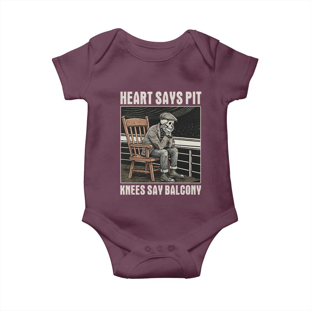 Funny Heart Says Pit Knees Say Balcony Baby Onesie Old Skeleton - Wonder Print Shop
