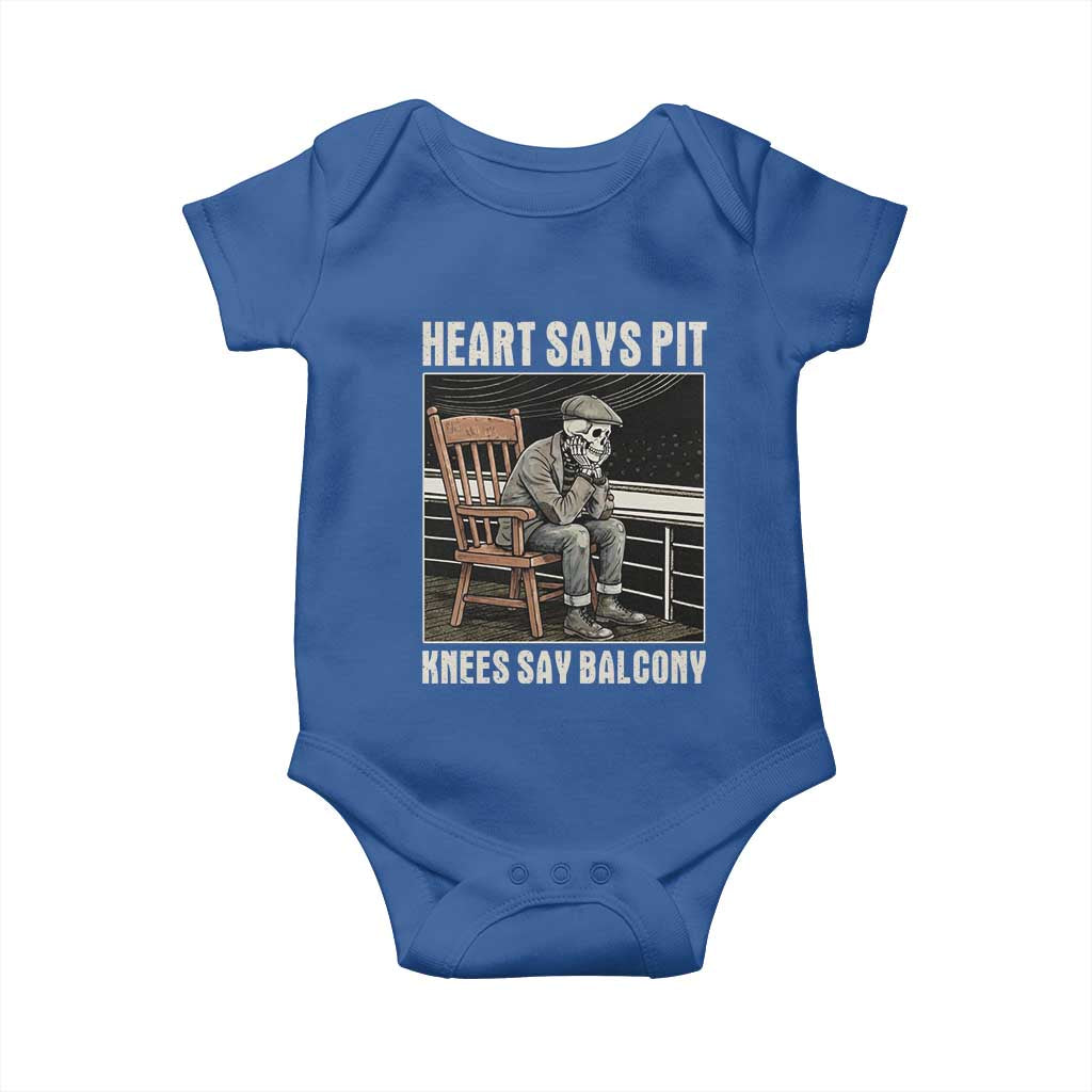 Funny Heart Says Pit Knees Say Balcony Baby Onesie Old Skeleton - Wonder Print Shop