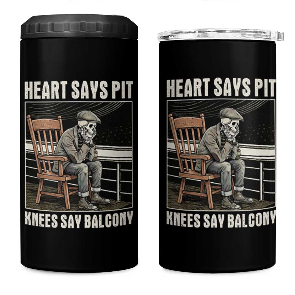 Funny Heart Says Pit Knees Say Balcony 4 in 1 Can Cooler Tumbler Old Skeleton - Wonder Print Shop