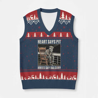 Funny Heart Says Pit Knees Say Balcony V-Neck Knit Sweater Vest Old Skeleton - Wonder Print Shop