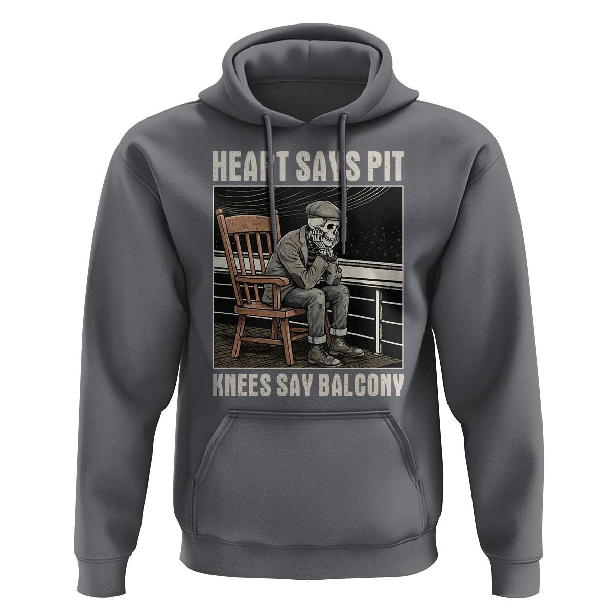 Funny Heart Says Pit Knees Say Balcony Hoodie Old Skeleton - Wonder Print Shop