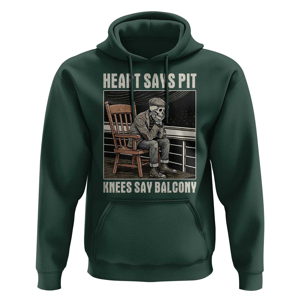 Funny Heart Says Pit Knees Say Balcony Hoodie Old Skeleton - Wonder Print Shop