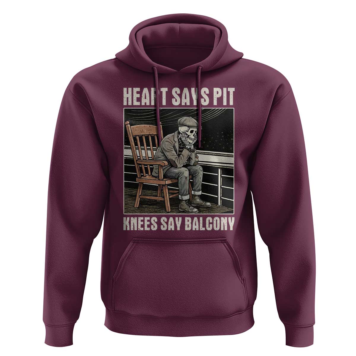 Funny Heart Says Pit Knees Say Balcony Hoodie Old Skeleton - Wonder Print Shop