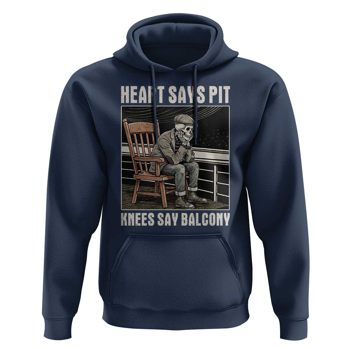 Funny Heart Says Pit Knees Say Balcony Hoodie Old Skeleton - Wonder Print Shop