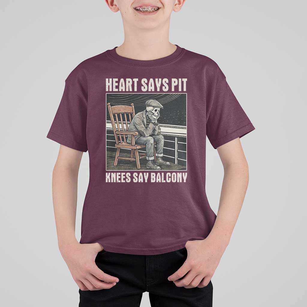 Funny Heart Says Pit Knees Say Balcony T Shirt For Kid Old Skeleton - Wonder Print Shop