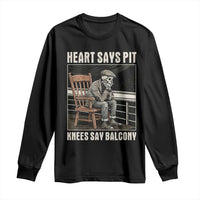Funny Heart Says Pit Knees Say Balcony Long Sleeve Shirt Old Skeleton - Wonder Print Shop