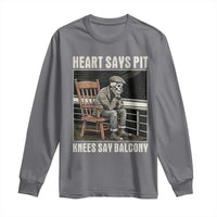 Funny Heart Says Pit Knees Say Balcony Long Sleeve Shirt Old Skeleton - Wonder Print Shop