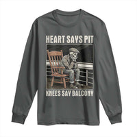 Funny Heart Says Pit Knees Say Balcony Long Sleeve Shirt Old Skeleton - Wonder Print Shop