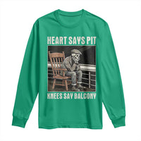 Funny Heart Says Pit Knees Say Balcony Long Sleeve Shirt Old Skeleton - Wonder Print Shop