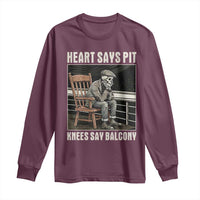 Funny Heart Says Pit Knees Say Balcony Long Sleeve Shirt Old Skeleton - Wonder Print Shop