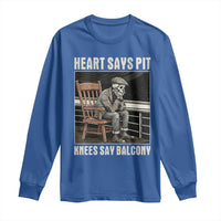 Funny Heart Says Pit Knees Say Balcony Long Sleeve Shirt Old Skeleton - Wonder Print Shop