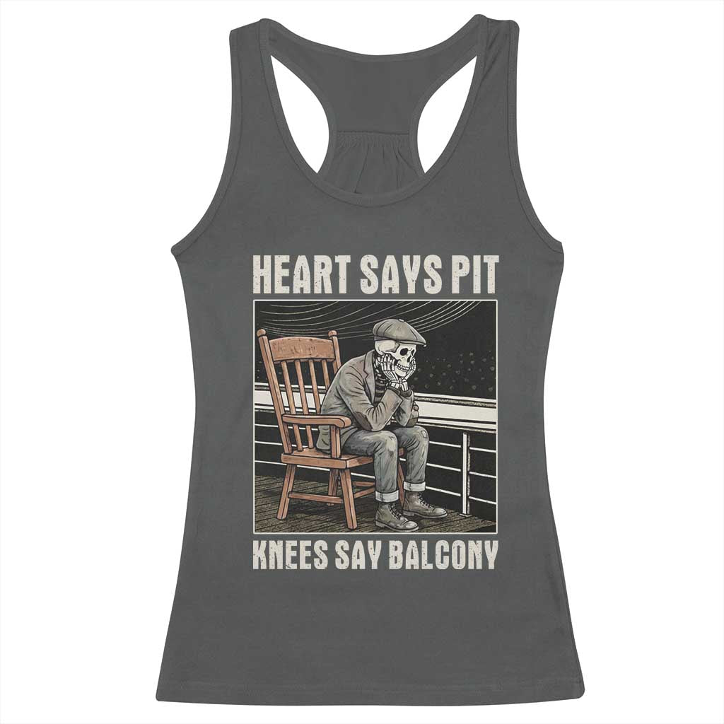 Funny Heart Says Pit Knees Say Balcony Racerback Tank Top Old Skeleton - Wonder Print Shop