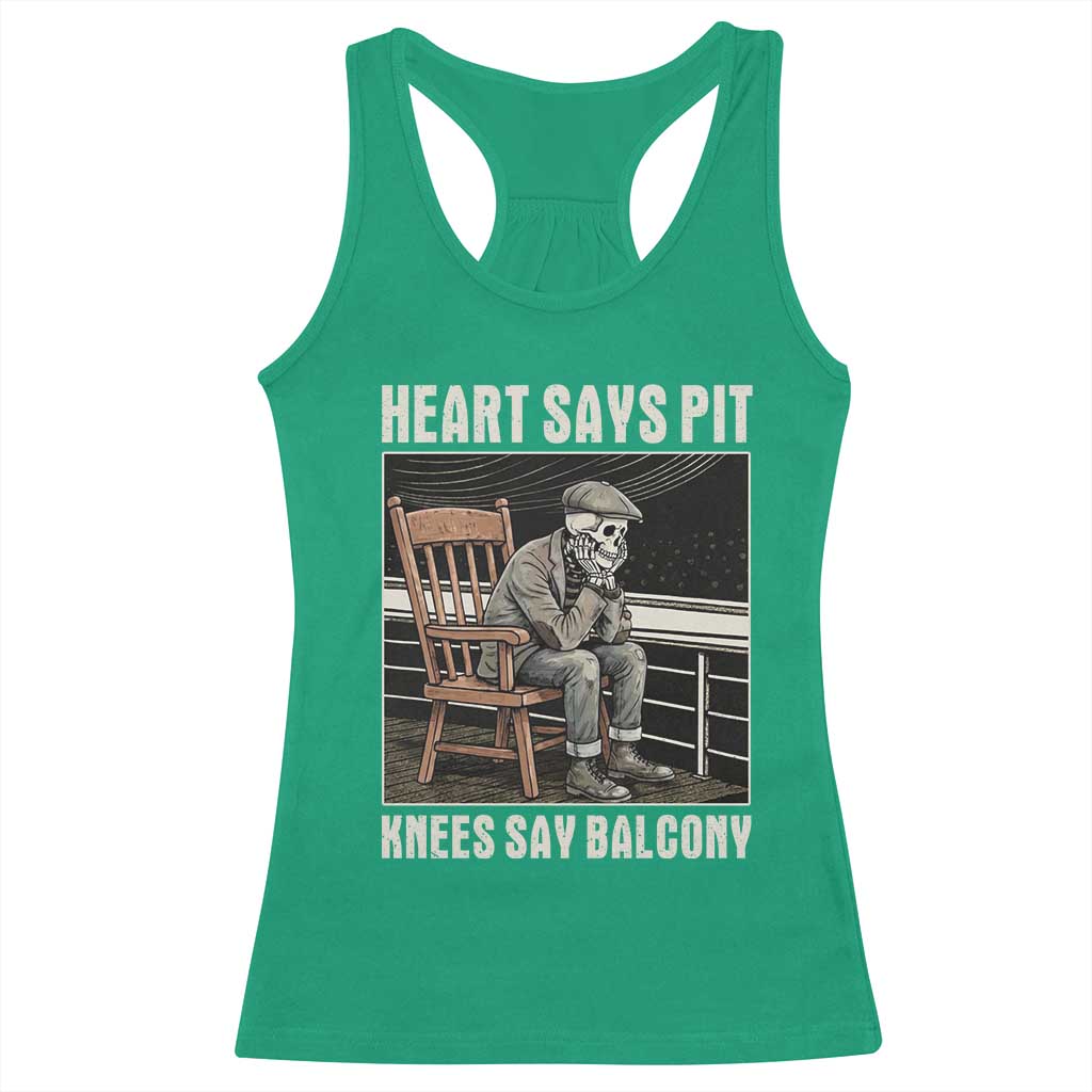 Funny Heart Says Pit Knees Say Balcony Racerback Tank Top Old Skeleton - Wonder Print Shop
