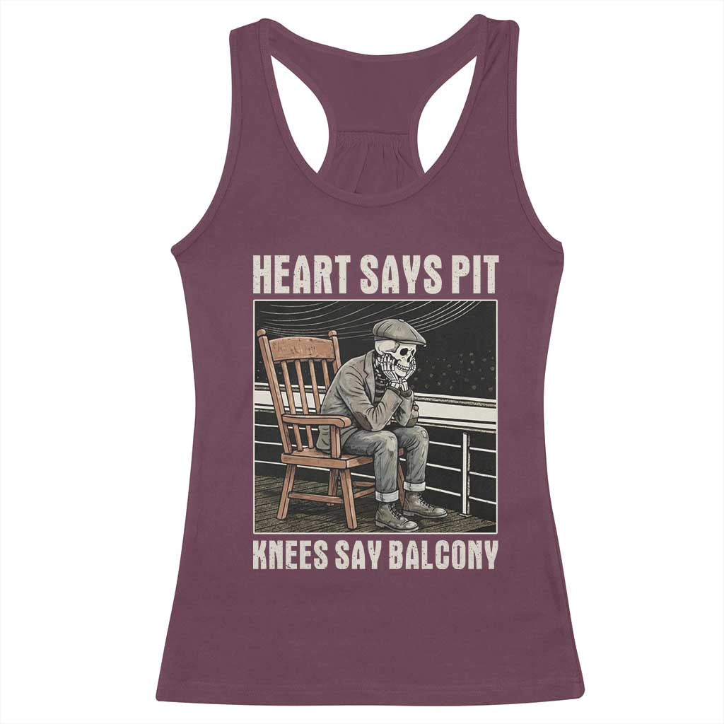 Funny Heart Says Pit Knees Say Balcony Racerback Tank Top Old Skeleton - Wonder Print Shop