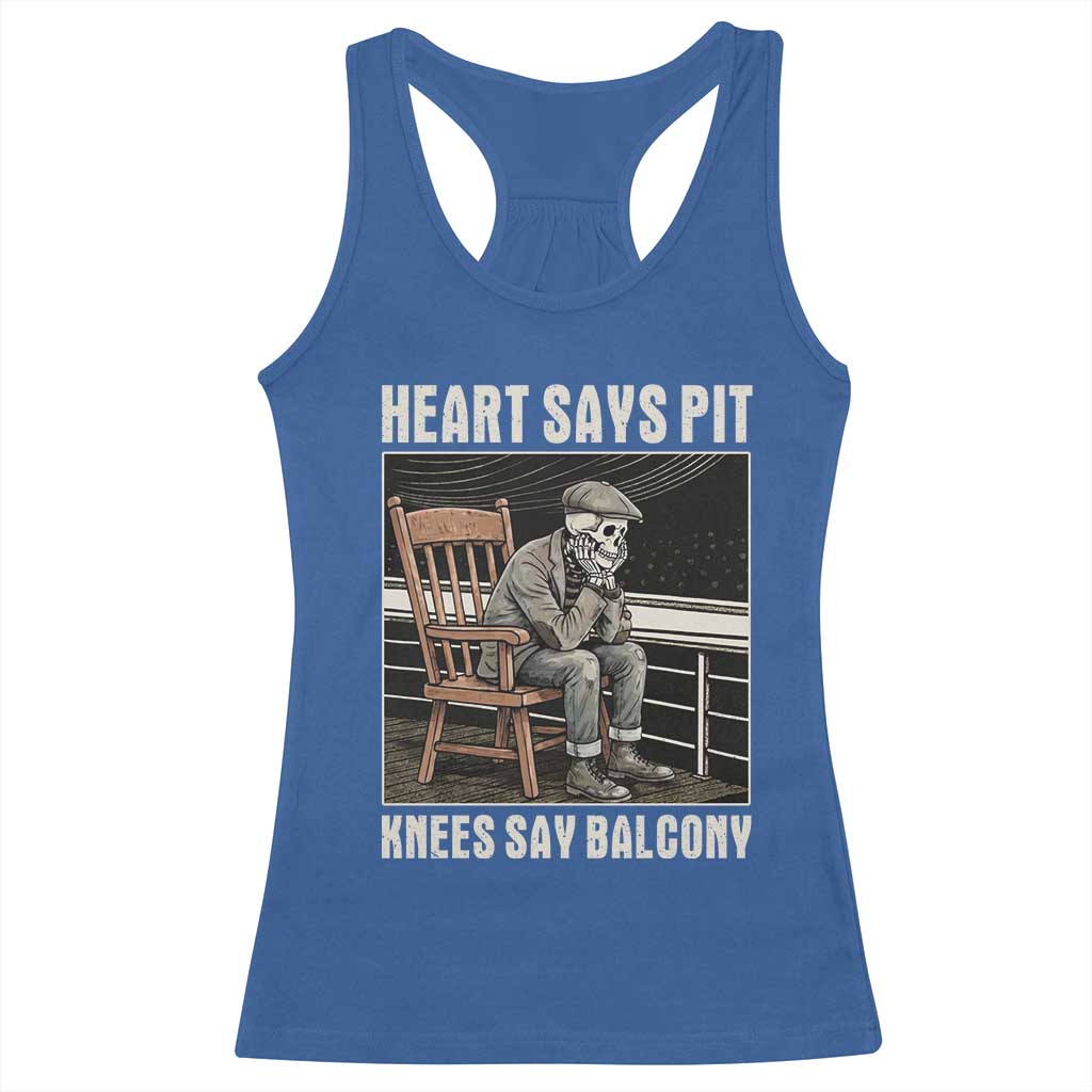 Funny Heart Says Pit Knees Say Balcony Racerback Tank Top Old Skeleton - Wonder Print Shop
