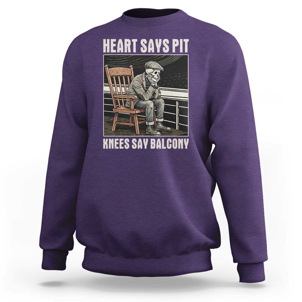 Funny Heart Says Pit Knees Say Balcony Sweatshirt Old Skeleton - Wonder Print Shop