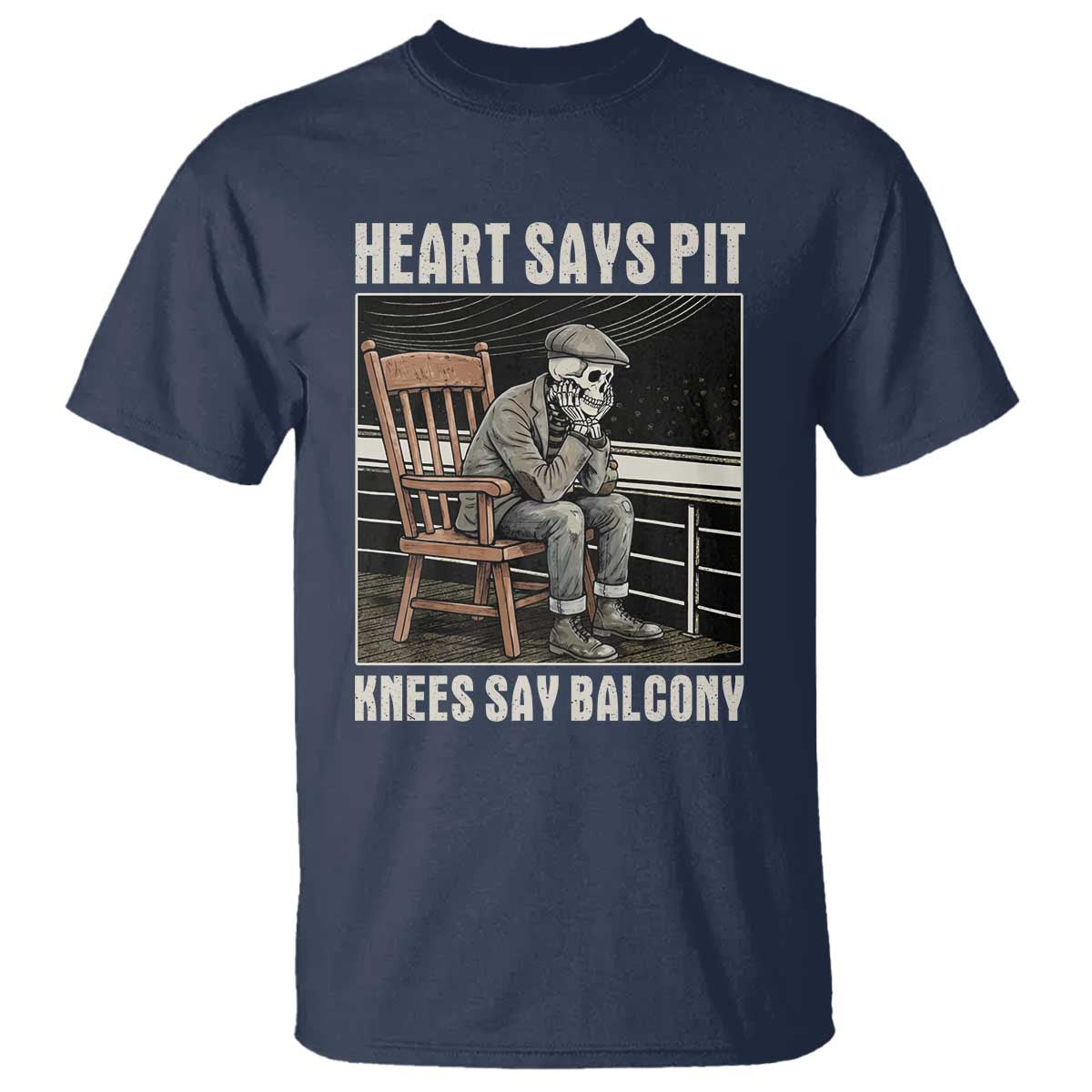 Funny Heart Says Pit Knees Say Balcony T Shirt Old Skeleton - Wonder Print Shop