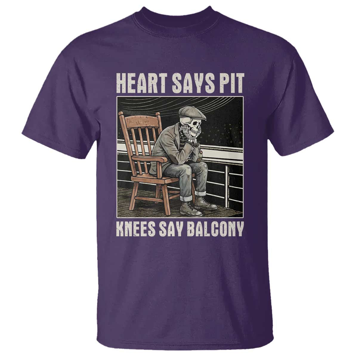 Funny Heart Says Pit Knees Say Balcony T Shirt Old Skeleton - Wonder Print Shop